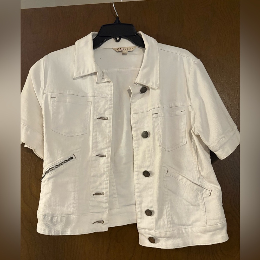 CAbi Women's White Jean Jacket